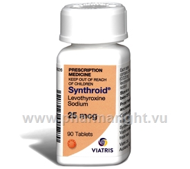 Synthroid (Levothyroxine) 25mcg (0.025mg) 90 Tablets/Pack