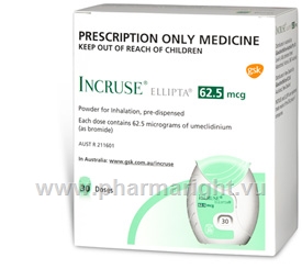 Incruse Ellipta (Umeclidinium 62.5mcg) Inhalation Powder 30 Doses/Pack