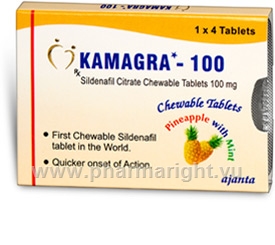 Kamagra-100 Polo (Sildenafil Citrate 100mg) 4 Chewable Tablets/Pack (Pineapple/Mint)