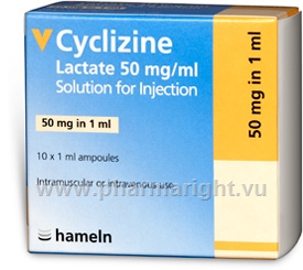 Hameln Cyclizine (Cyclizine lactate 50mg/ml) 10 Ampoules/Pack